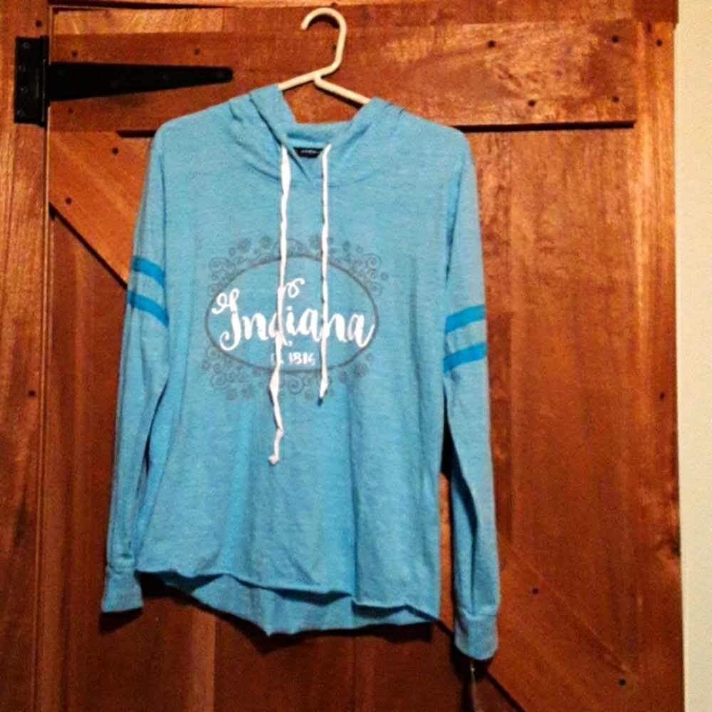 Basix of America Medium Aqua Long Sleeve Hoodie